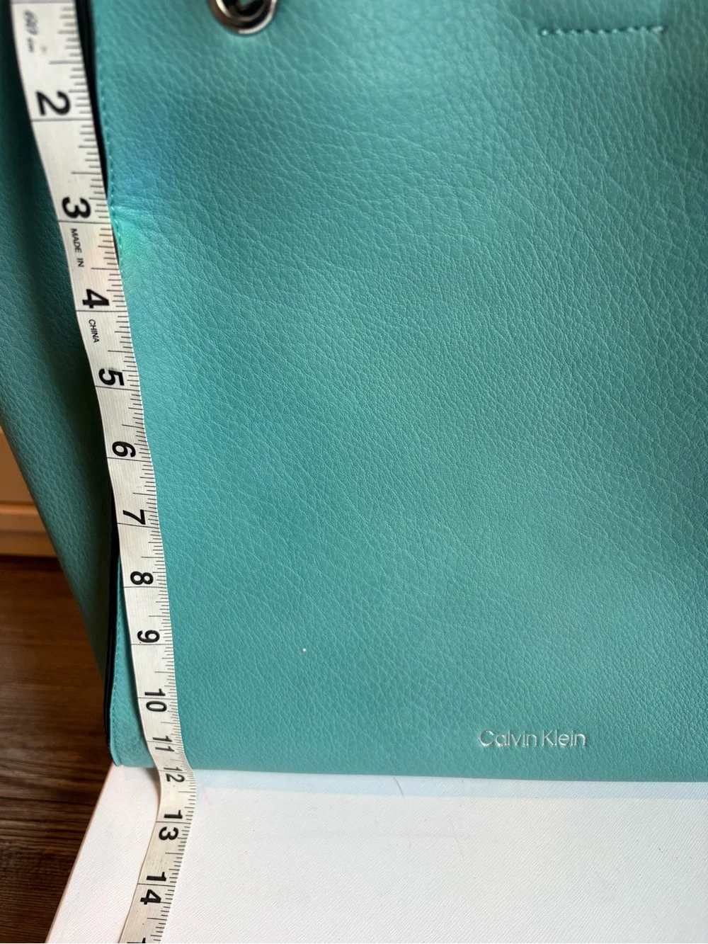 Calvin Klein Aqua Blue Leather Tote
